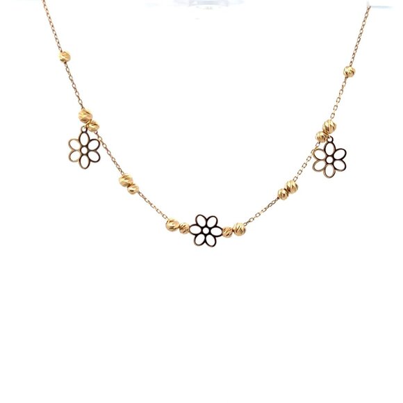 18K Gold Bracelet Flower Beads Size 7 inches plus 1 inch extension - Picture 4 of 8